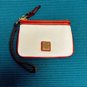 Dooney & Bourke Cream and Red Leather Wristlet Clutch